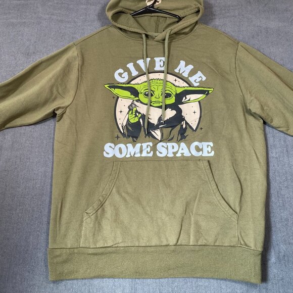 Star Wars Yoda "Give Me Some Space"Olive Green Hoodie Lightweight Unisex  Small - Picture 9 of 11